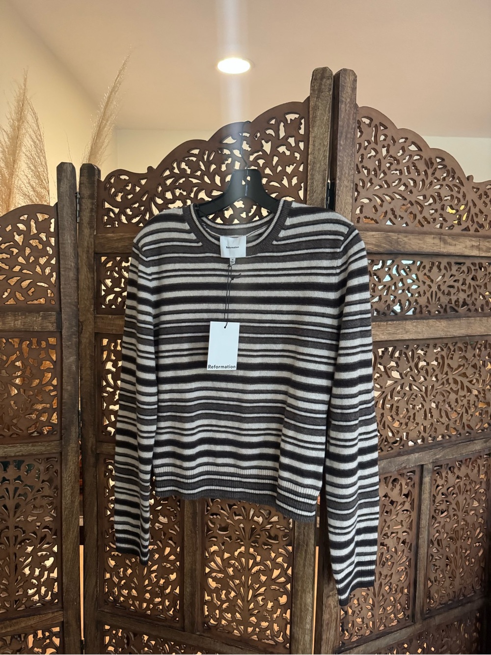Reformation Lian Cashmere Crew Sweater Brown NEW NWT - Picture 2 of 5